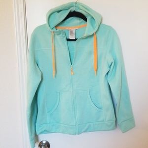 Northface aqua fleece hoodie zip up MED